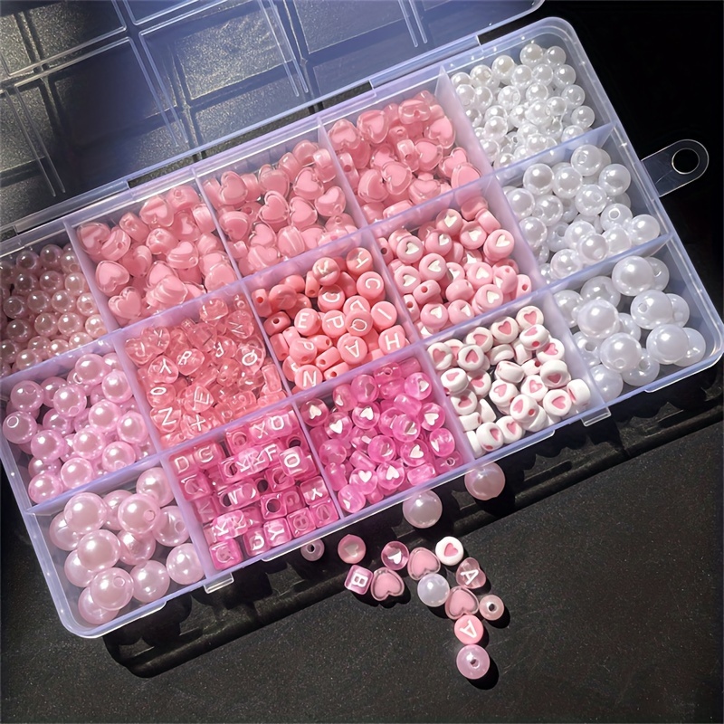 Jewelry Making Degree - Boîte alphabet rose 10 pièces, perles