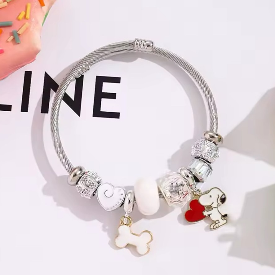 Jewelry Making - Bracelet perlé Snoopy motif cœur, bijou